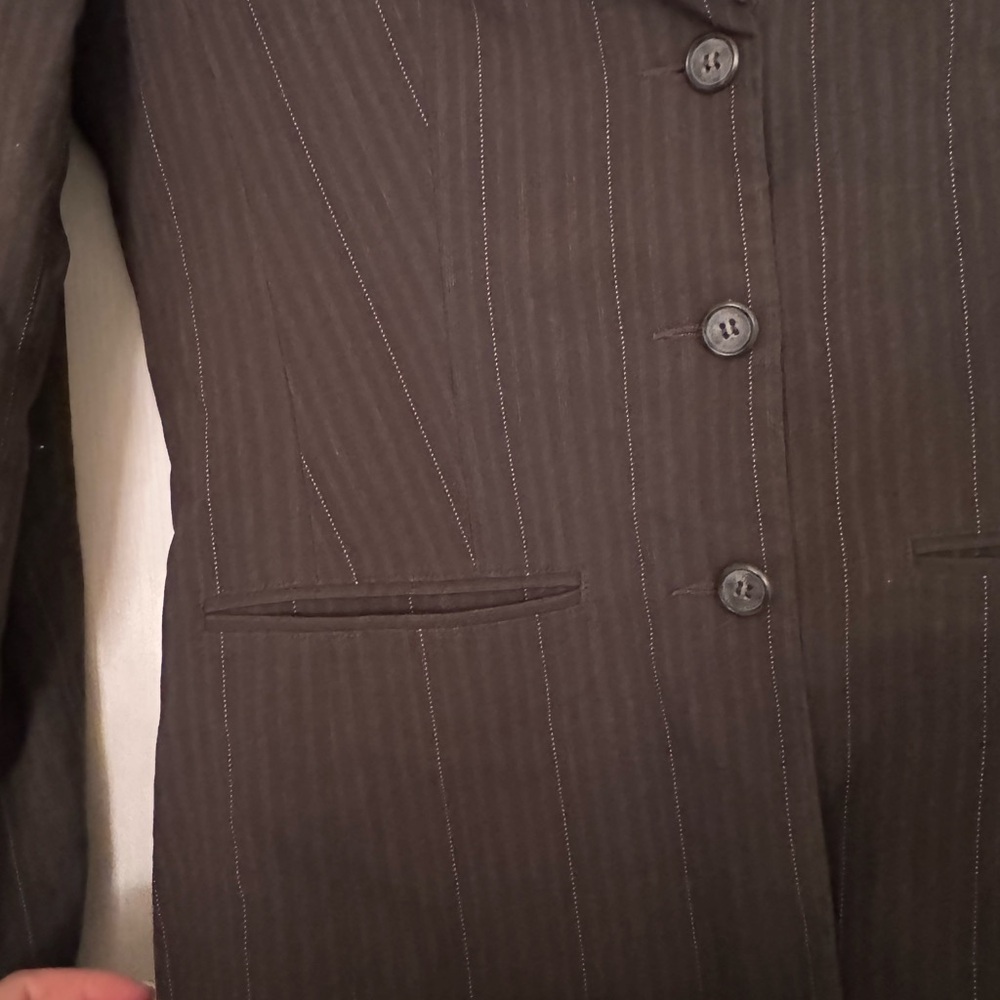 Suzy Shier Brown Pinstripe Single-Breasted Blazer